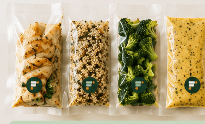 Les 4 sachets sous-vide alignés